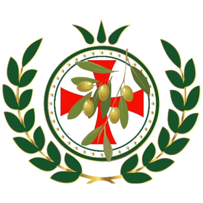 Emblema della Magione di Loppiano: croce templare, ramo d'olivo e corona d'alloro